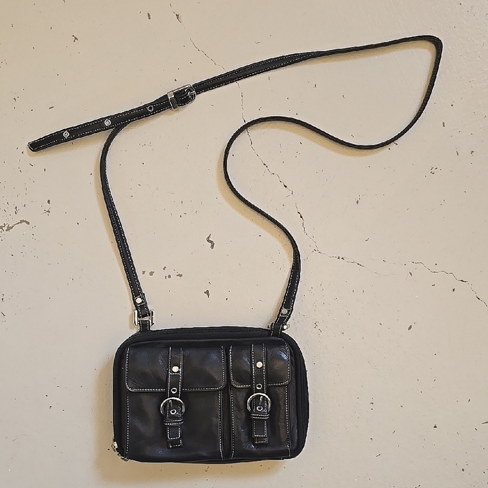 Perlina Y2K Black Silver Hardware Moto Purse Small